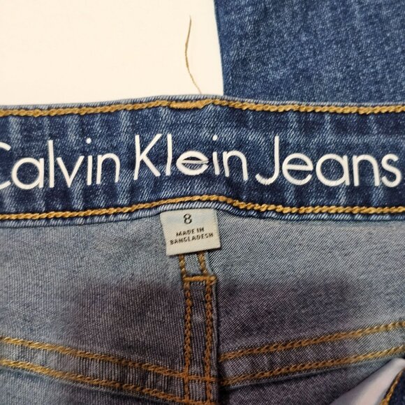 Calvin Klein Womens Dark Blue Skinny Leg Denim Jeans Sz 8 Mid-Rise Stretch Fit - Picture 4 of 11